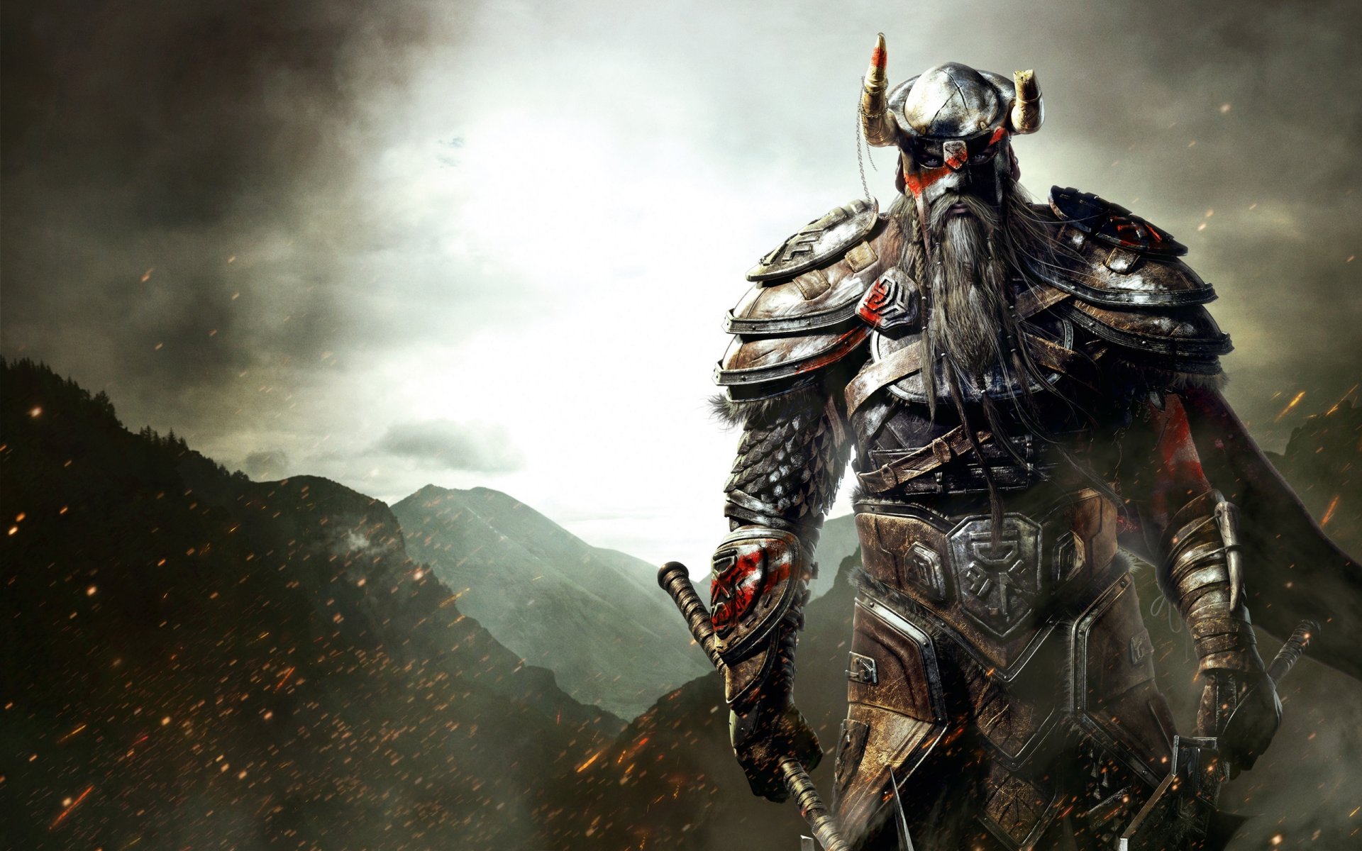 the elder scrolls online vikingo viking armadura espada hacha barba montañas rollos antiguos