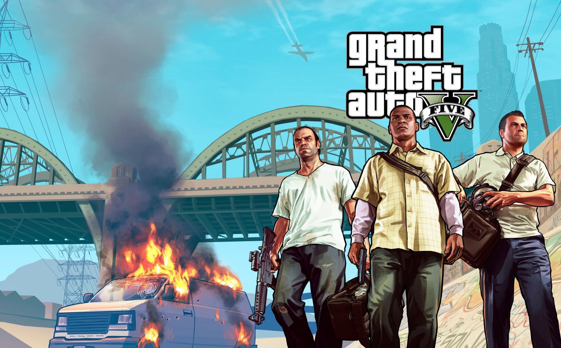 grand theft auto v trevor franklin michael gta5 gangsters los santos voleurs van pont