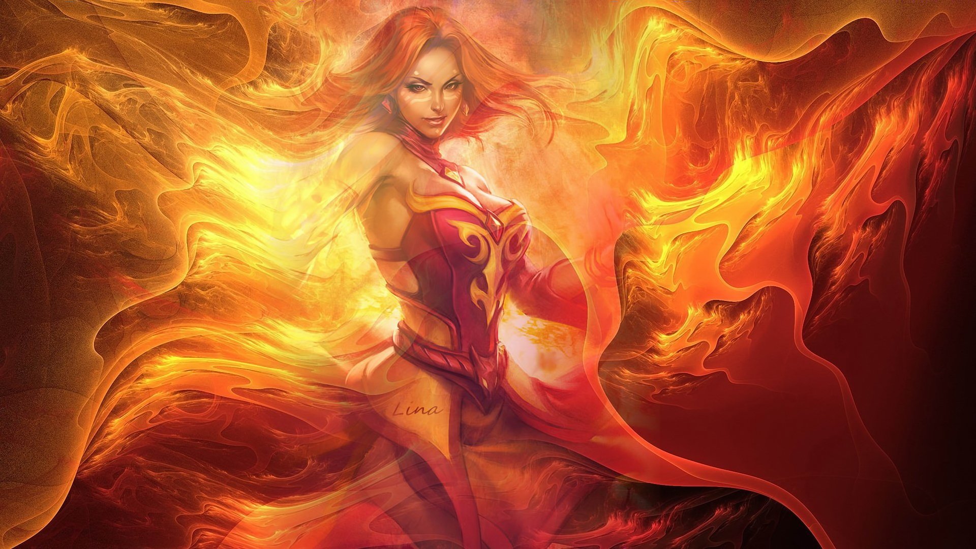 protezione degli antichi dota lina inversa ragazza fiamma decorazione magia