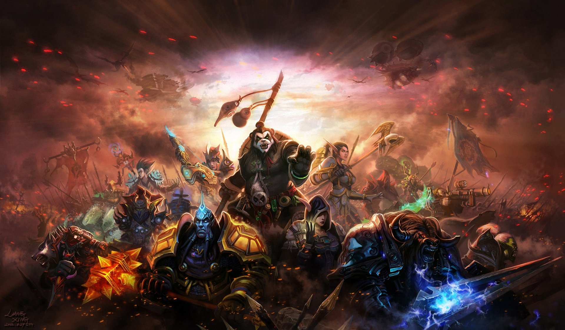 arte liang xing mondo di warcraft nebbie di pandaria personaggi armi