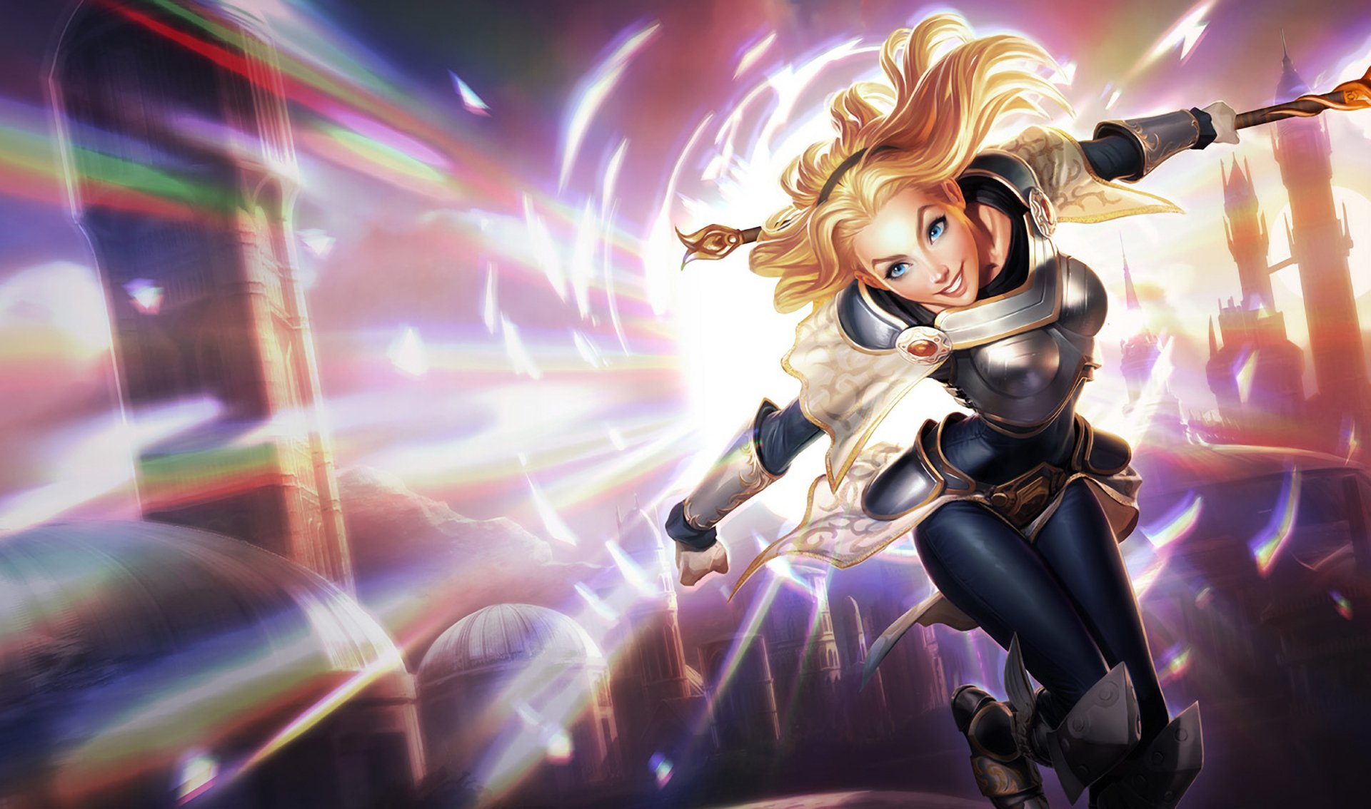 league of legends lol lux czarodziejka zbroja laska magia zamek światło