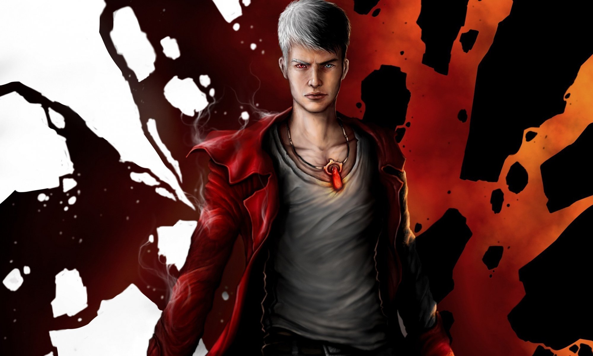 art devil may cry dante facet wisiorek różne oczy abstrakcja płaszcz