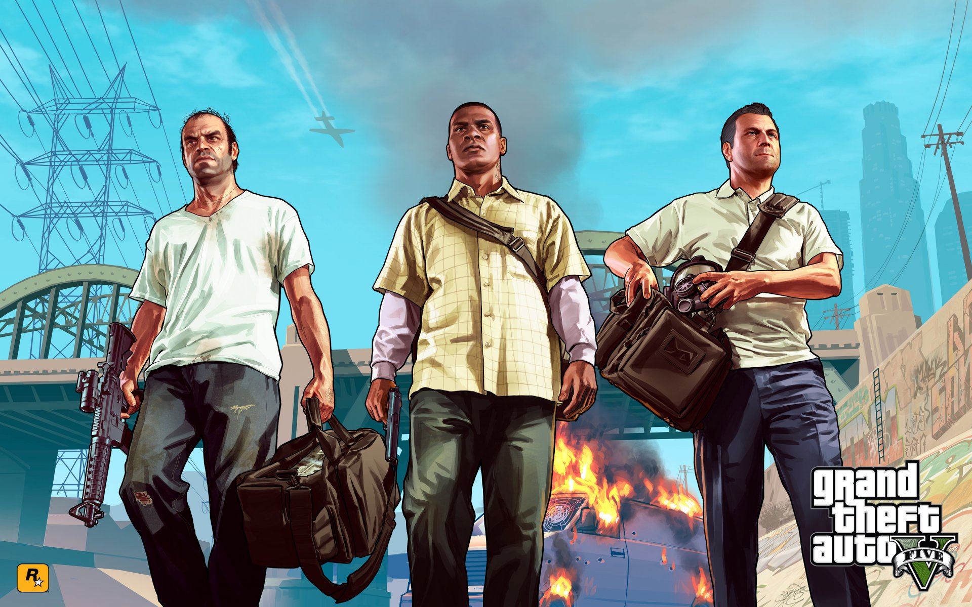 grand theft auto v gta trevor franklin michael banditi borse armi los santos