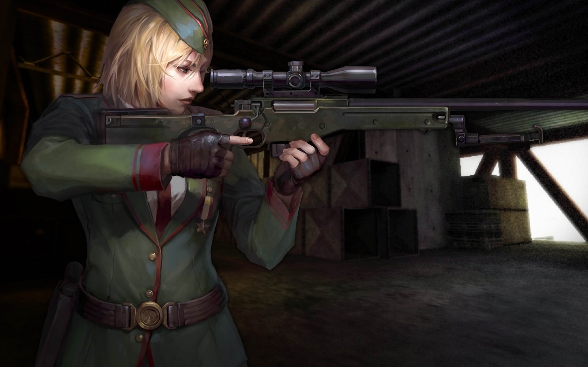 counter-strike en ligne fille fusil arm uniforme médaille vue