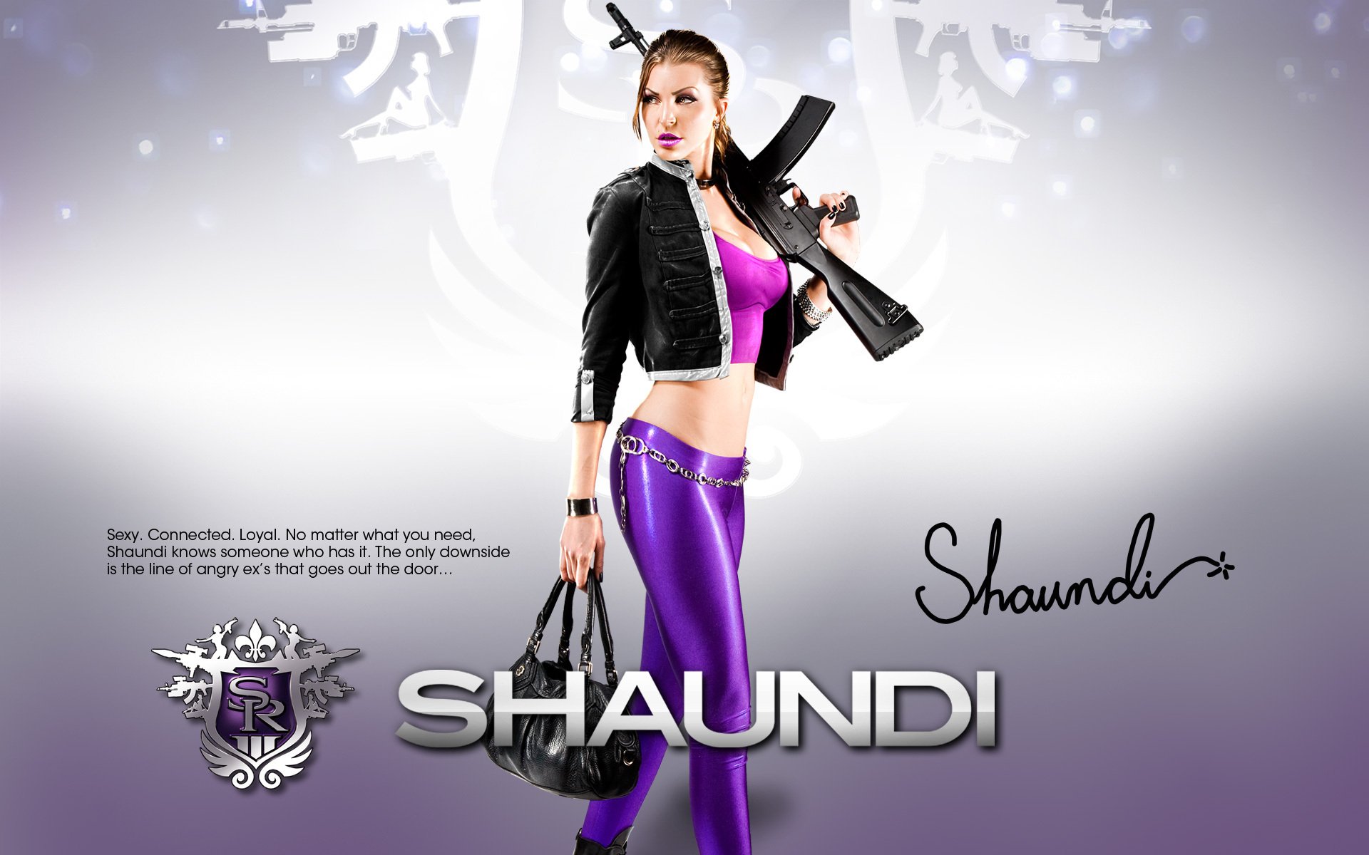 aints row the third saints weapon shaundi girl