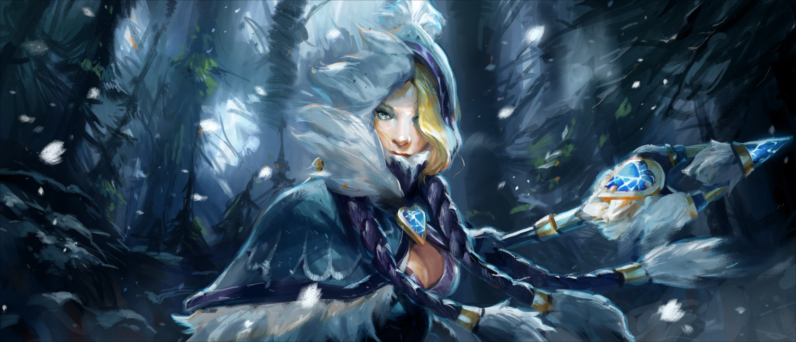 rylai crestfall crystal maiden rolaika cristal cm snowdrops kit chica pecho personal dota 2 protección de los antiguos dota héroe splash art arte