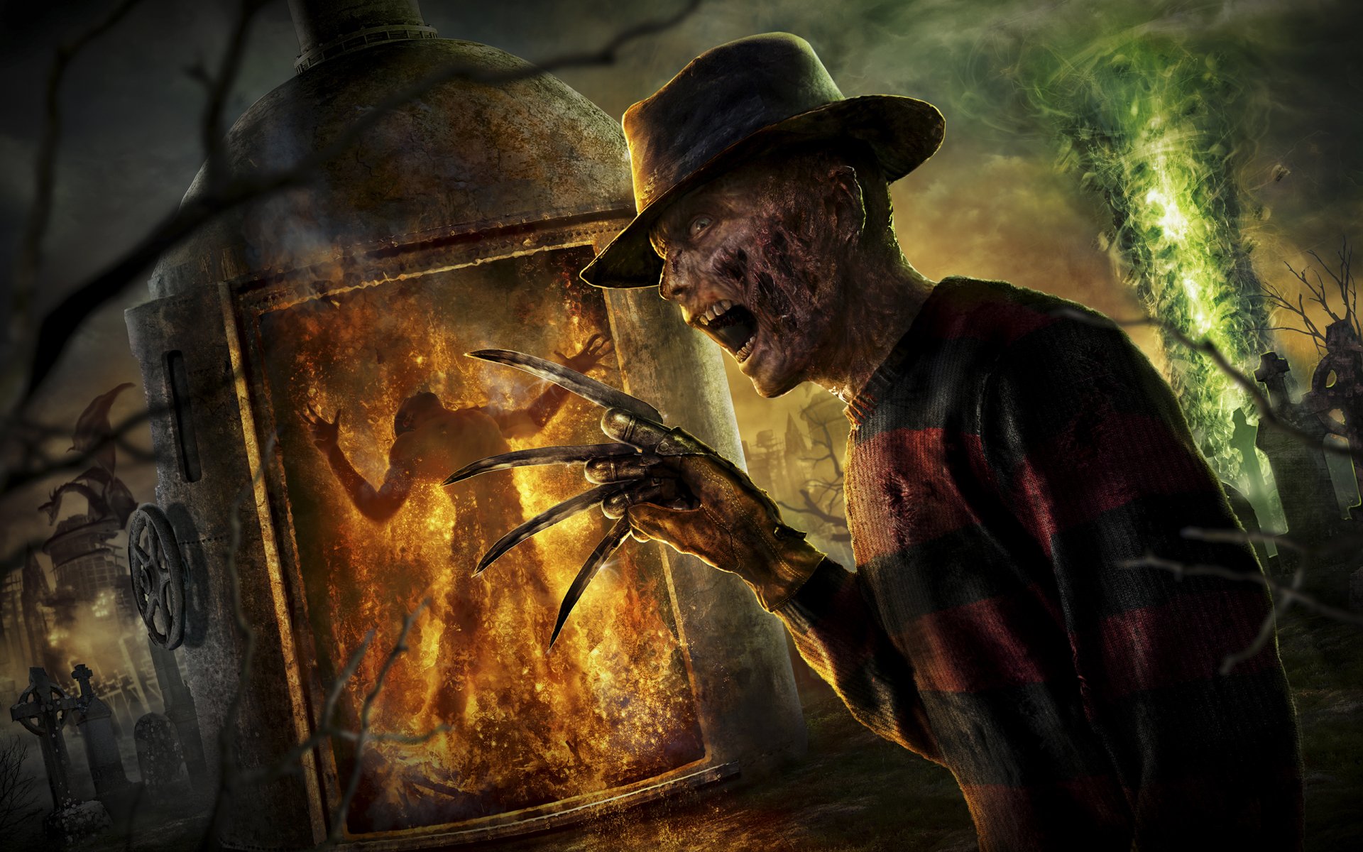 mortal kombat 2011 freddy krueger frederick guante cuchillos sombrero fuego cementerio dragón neogaf