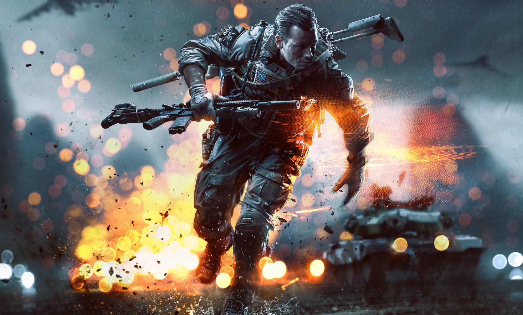 battlefield 4 chiny wzrost dlc dodatek żołnierz ekwipunek zegarek rękawiczki nakolanniki kamizelka kuloodporna broń m16a4 tłumik czołg typ-99 samolot deszcz światła usa ea digital illusions ce electronic art
