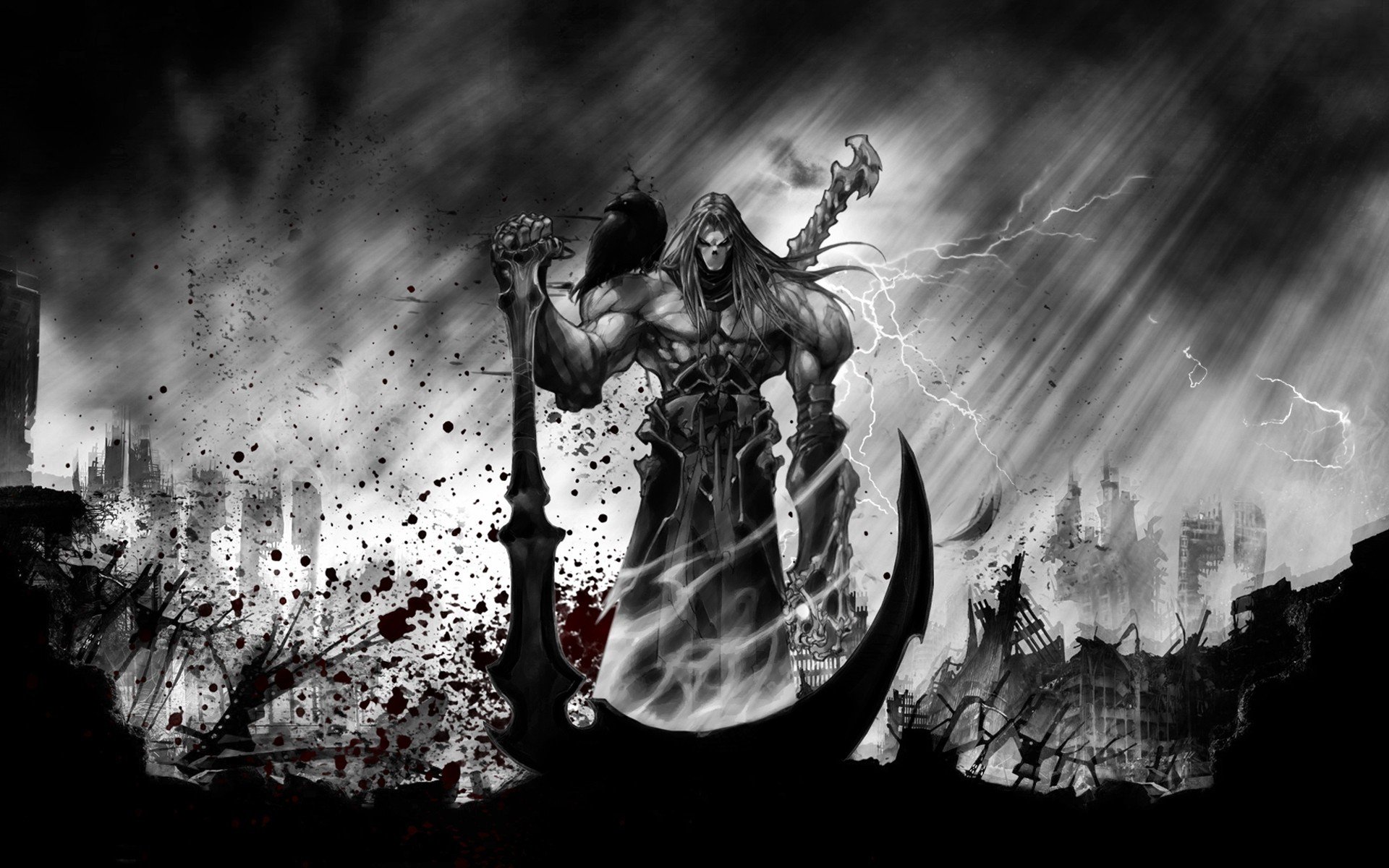 darksiders ii darksiders 2 dessin mort tresse corbeau sang