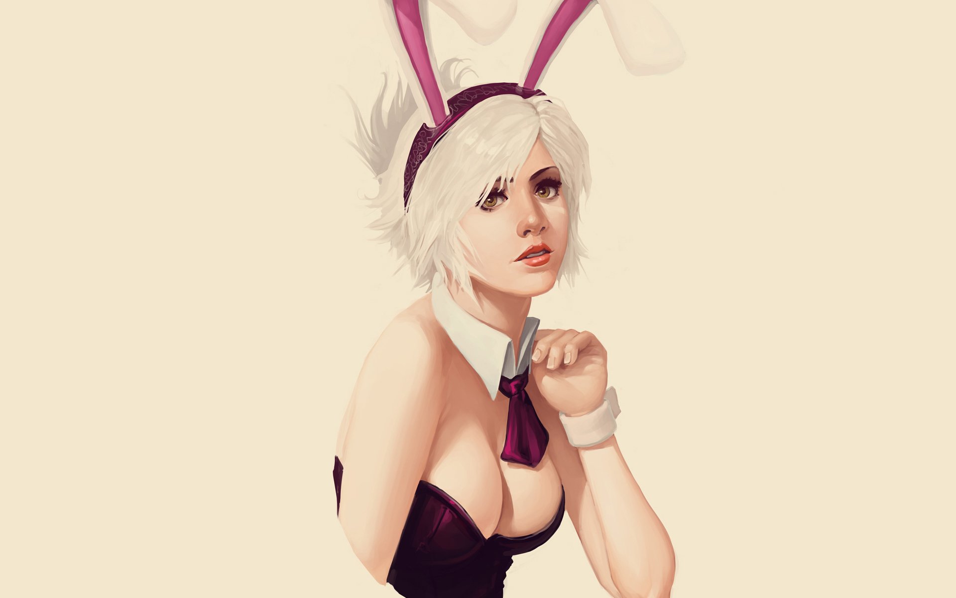 league of legends lol rozdarty dziewczyna uszy krawat dekolt minimalizm