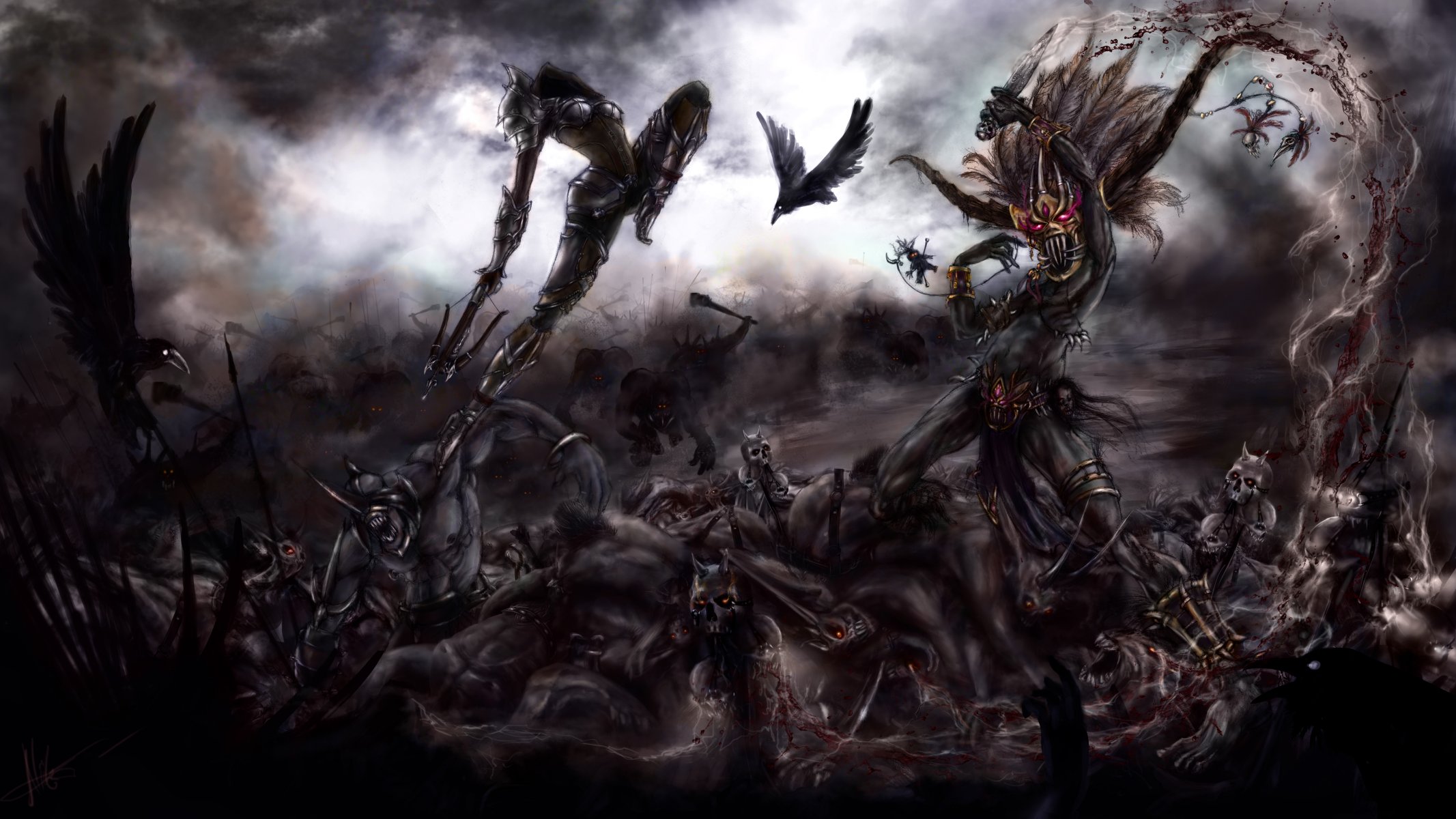 diablo 3 arte cacciatore demone stregone battaglia demoni corvi