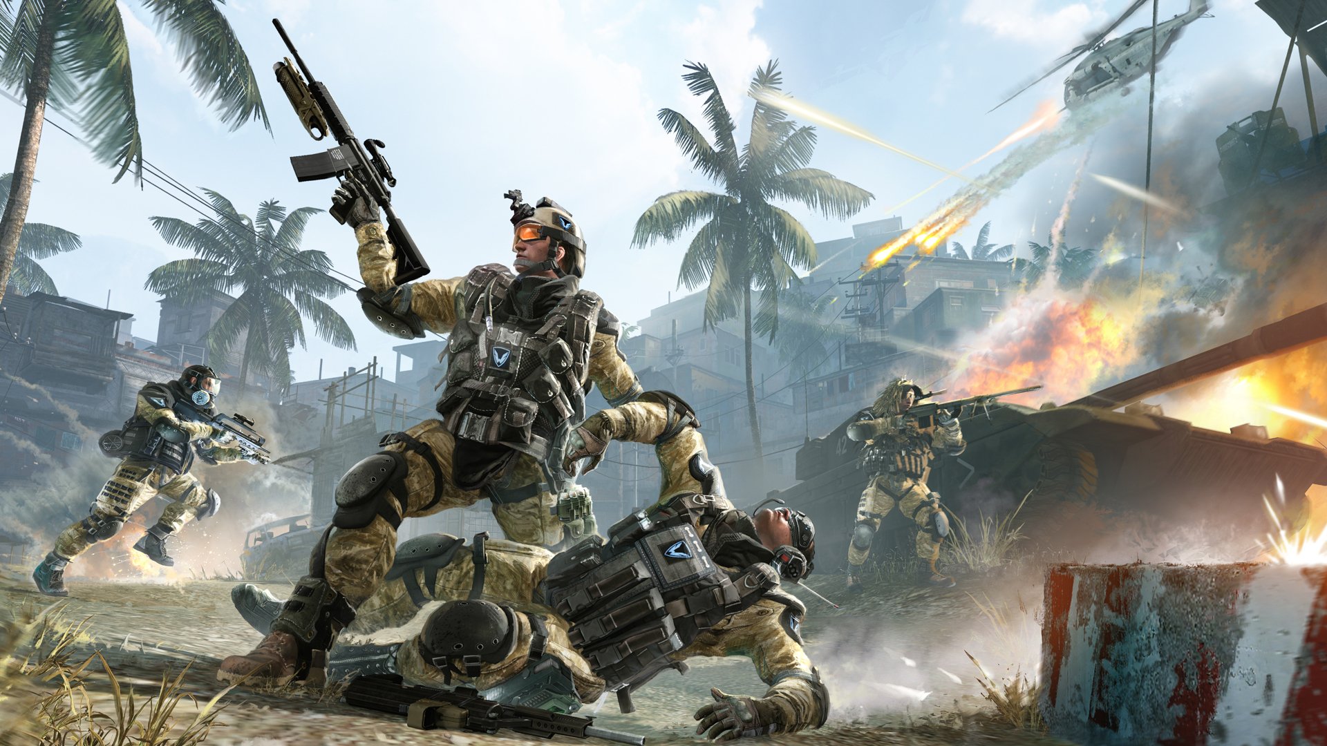 warface żołnierze wojna medyk szturmowiec snajper inżynier broń crytek strzelanina walka palmy czołg