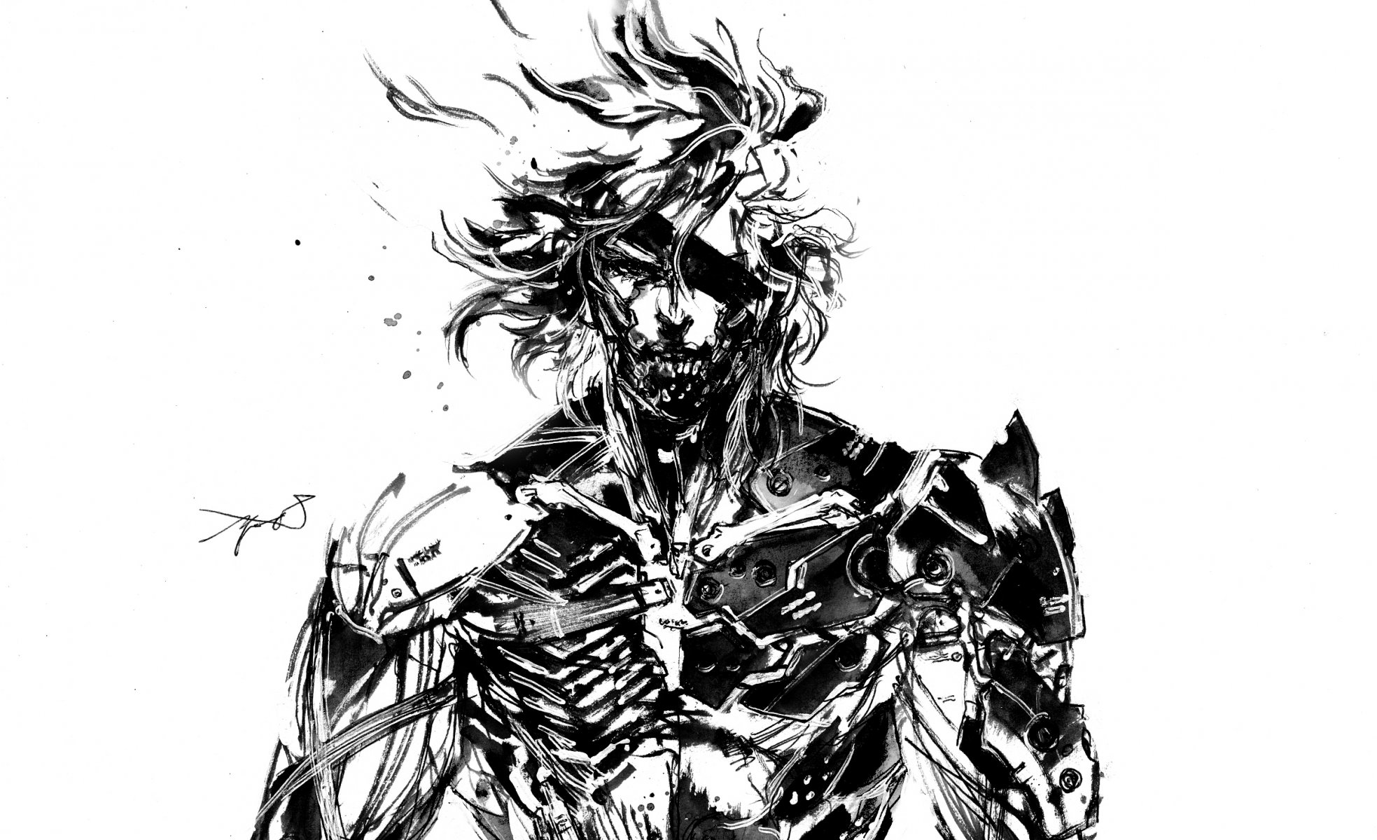 metal gear rising: revengeance ninja cyborg raiden rüstung konami platin-spiele kojima productions neogaf zeichnung