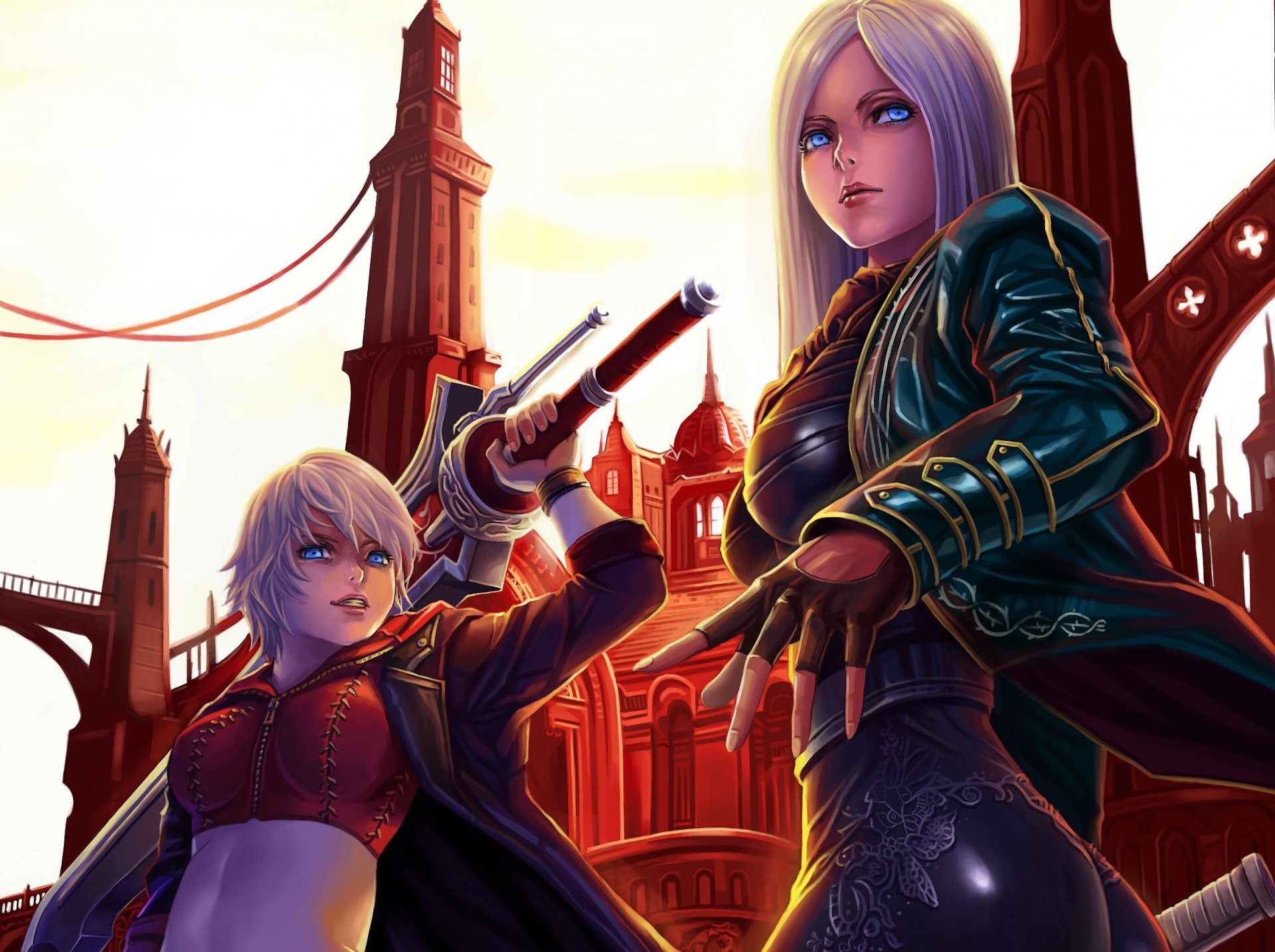 arte dantewontdie devil may cry ragazze armi spada città