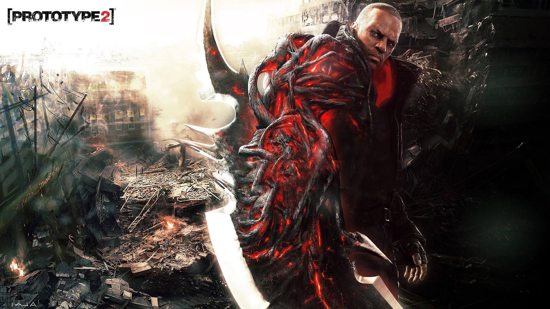 prototype 2 james heller mutant infecté ville maisons lame ruine soldat new york