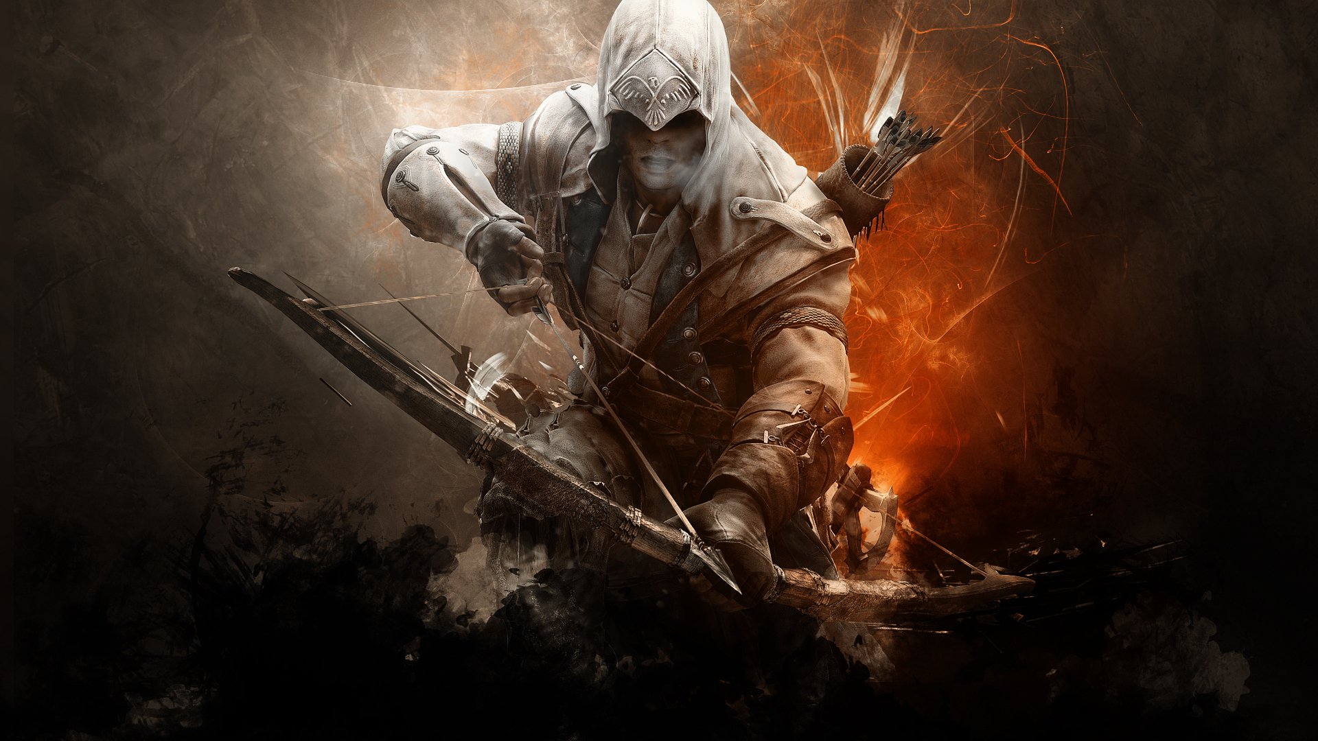 assassins creed 3 connor kanwey assassino assassin creed connor kenway radunhageidu assassino arco freccia sfondo astratto