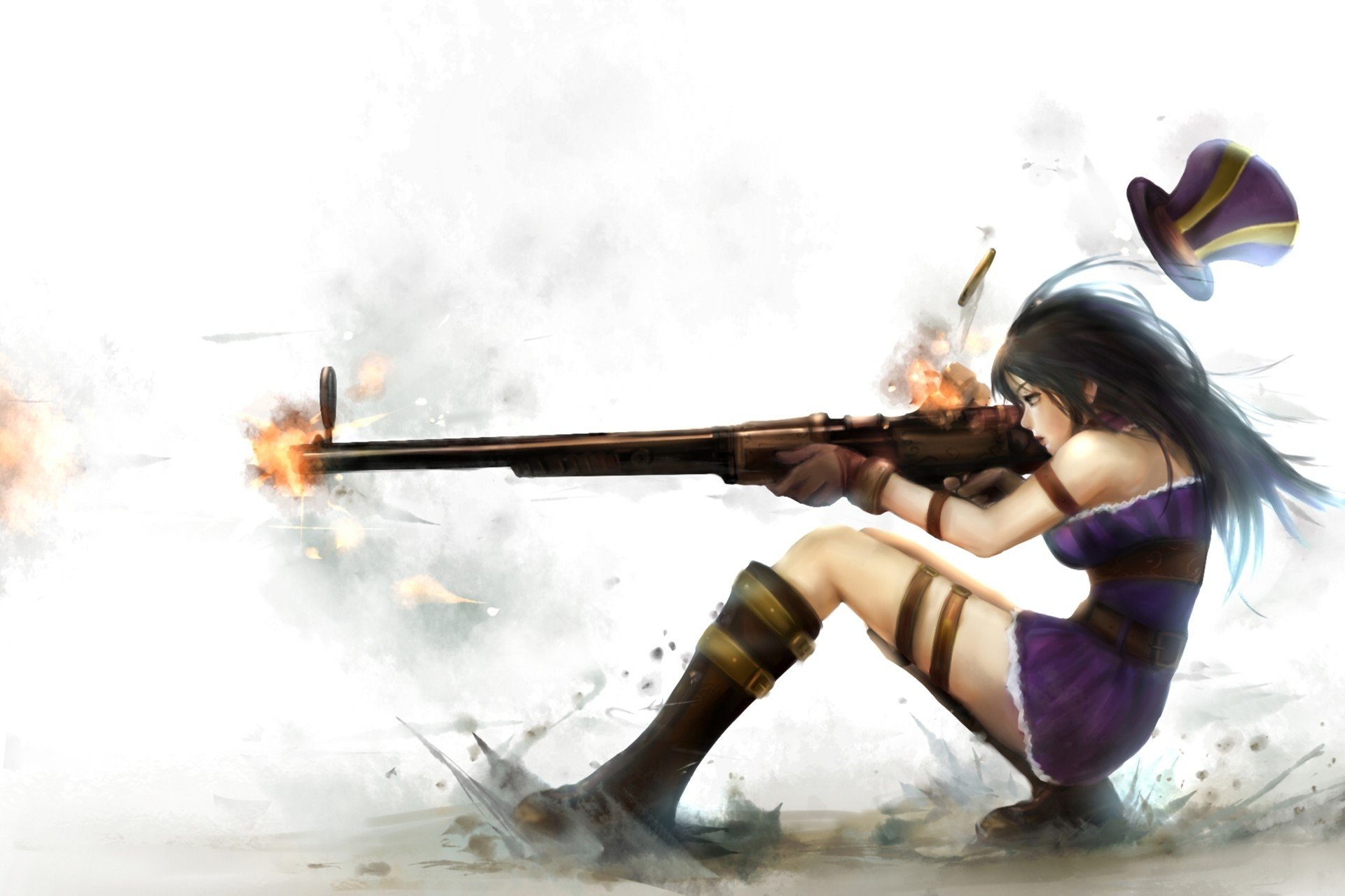 art zhang xiao bo league of legends caitlyn girl weapon shot the gun dust