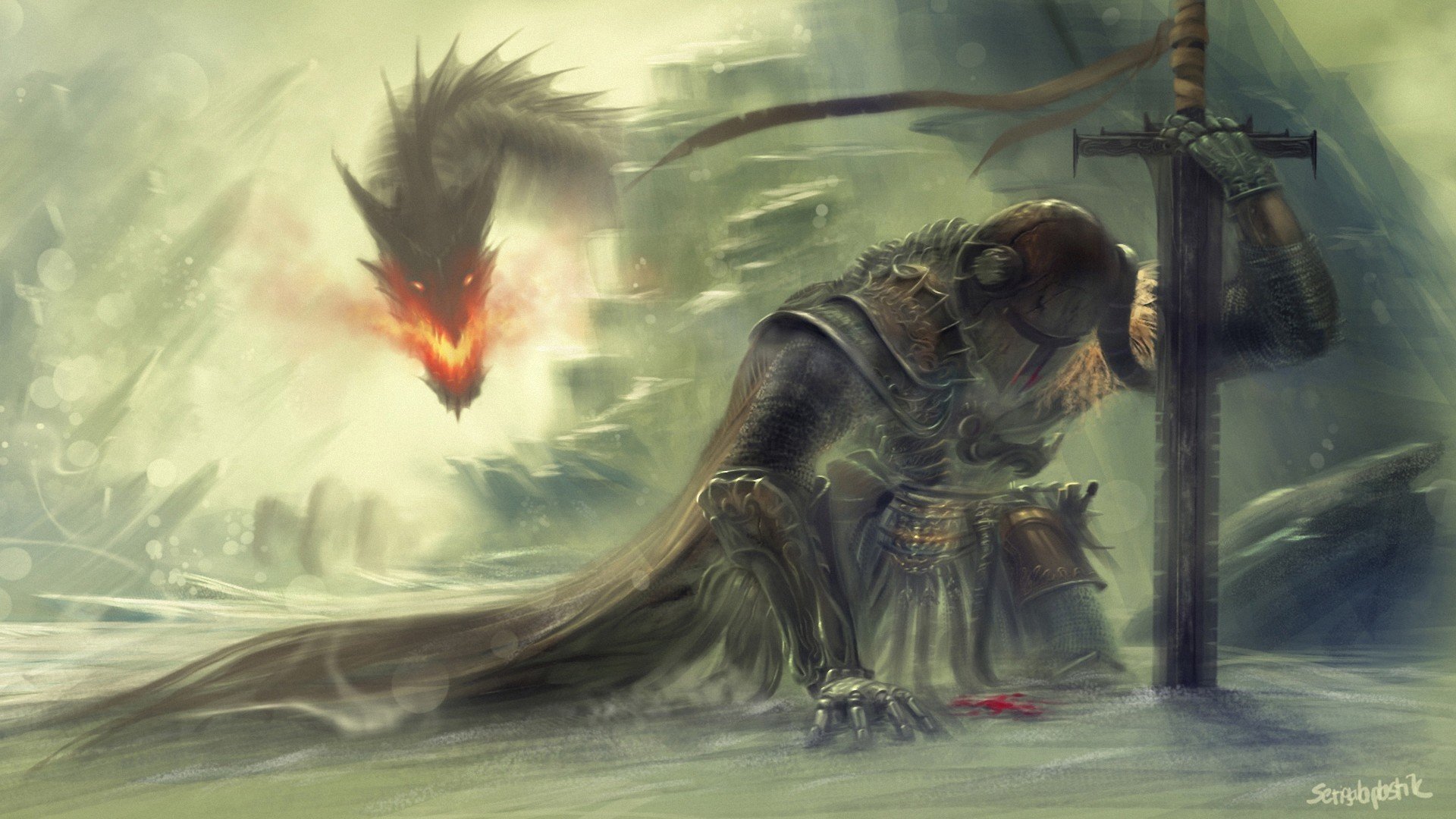 arte skyrim guerriero spada drago neve rocce fuoco armatura