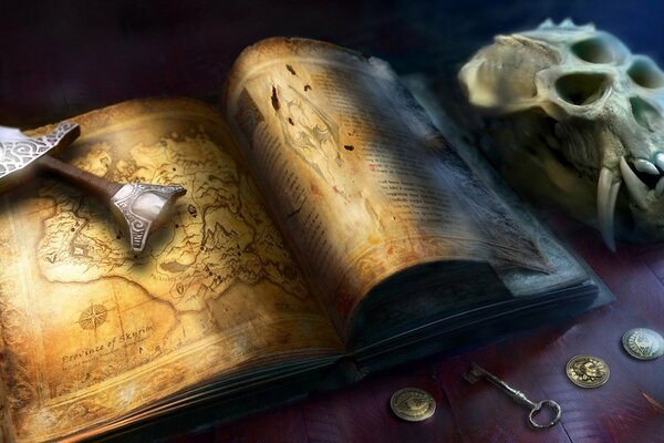 Treasure map in an ancient book