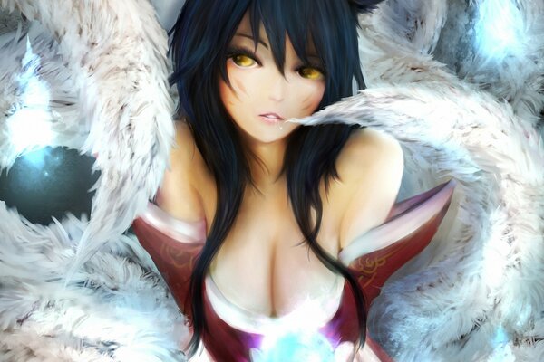 Belle fille avec un grand décolleté. Personnage du jeu League of Legends