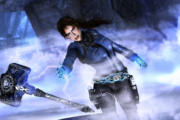 Lara Croft przyciąga piorunami młot