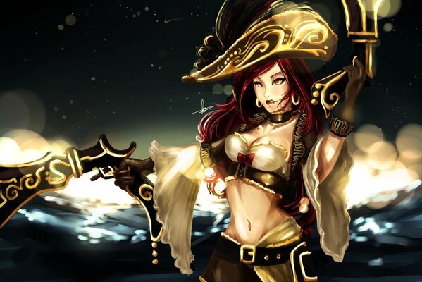 Schönes Mädchen Pirat aus dem Spiel Miss Fortune