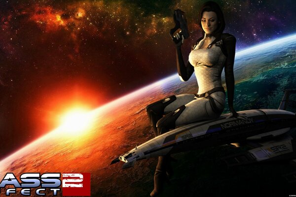 Miranda is on a ship in open space