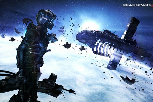Разлетающиеся части космического корабля из игры dead space 3