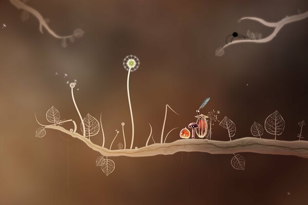 Illustration sur fond sombre d une silhouette d arbre dessinés à la main