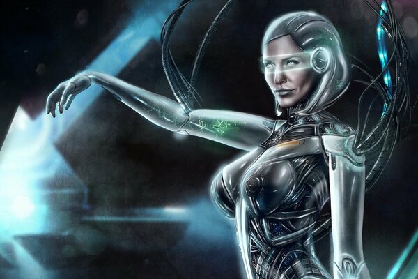 Robot Girl art with Wires