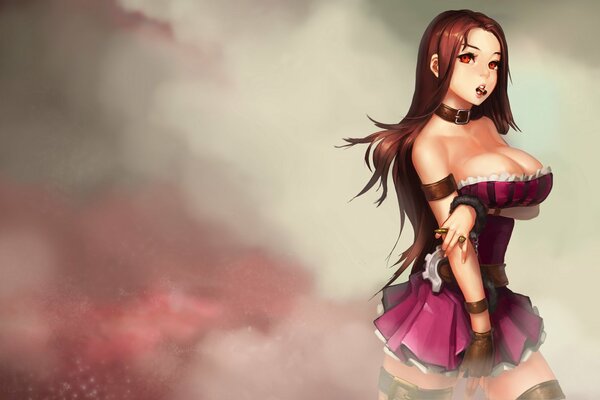Chica estilo anime con vestido de bardo