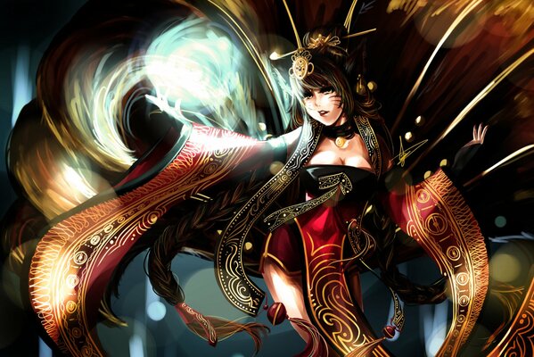 The Queen of the elves in her magical world