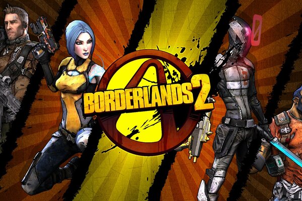 Zeichnung-Logo mit den Helden des Spiels borderlands 2
