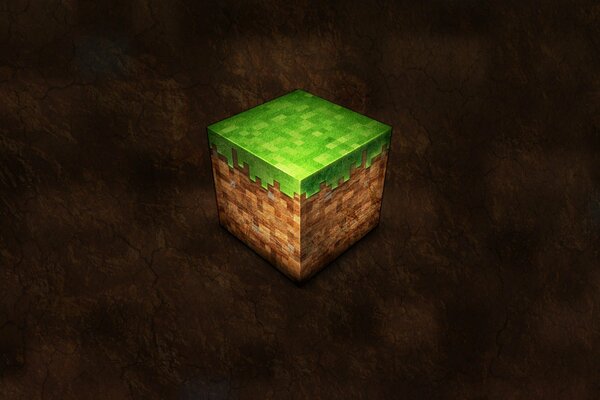 Куб стандартной земли с травой из игры minecraft