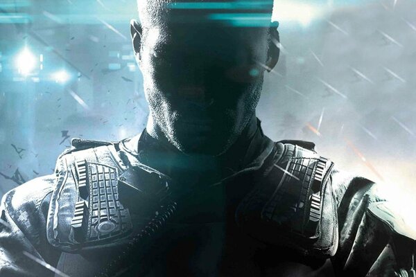 Juegos de Black ops 2. Un soldado cuyo rostro está en la sombra