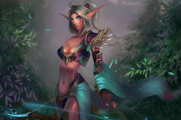 Fille de dessin animé Elf d un jeu d ordinateur