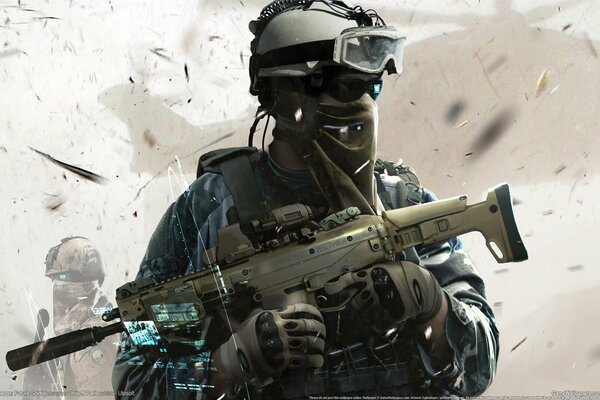 Soldaten in kugelsicheren Westen und mit Waffen