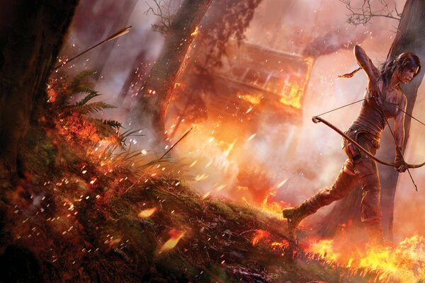 Tomb Raider game in the forest fire