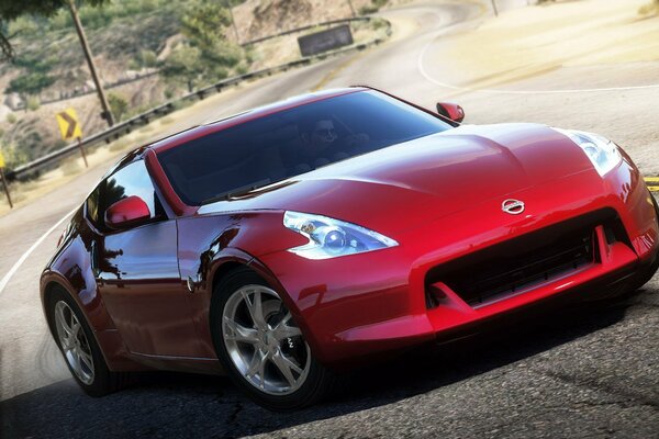 Une Nissan à grande vitesse dérive sur la piste