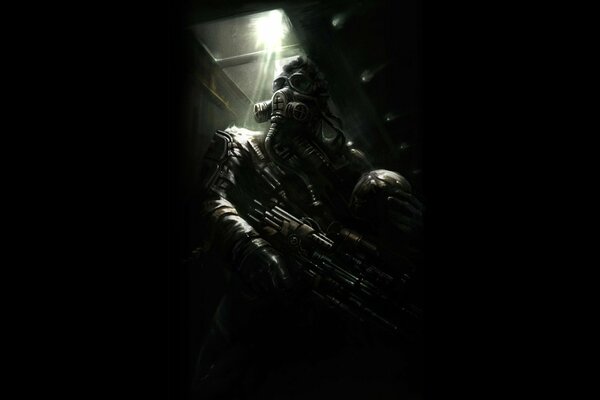 Metro 2033 muestra a un hombre en prtivogaz