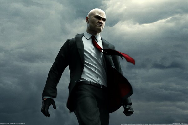 Hitman assassin in gloves and jacket