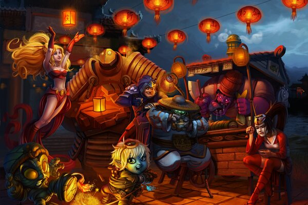 Fanart z bohaterami z gry League of Legends