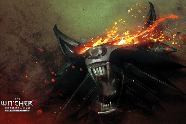 Médaillon de dessin Witcher avec des yeux de feu
