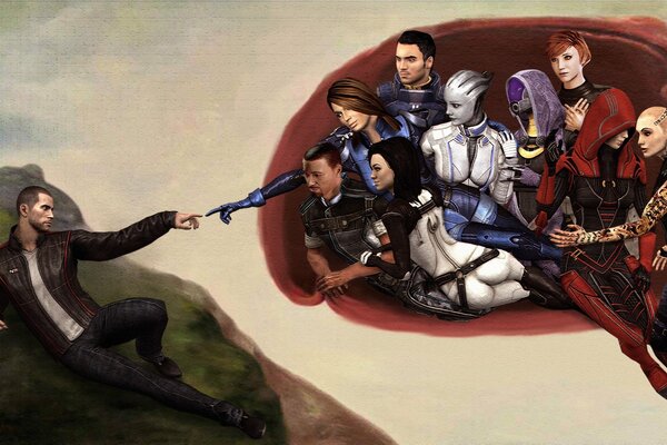 Art creation of Adam with characters n7