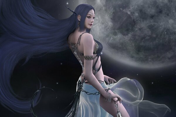Goddess shaya beautiful hair dark background