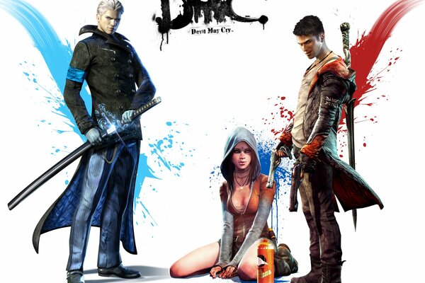 Los héroes del juego están de pie con espadas