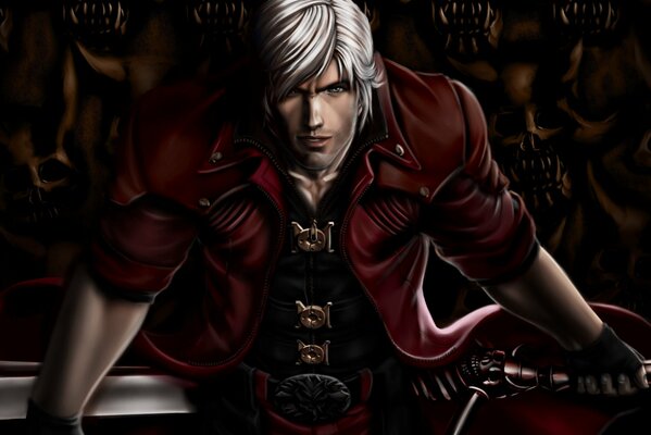 Art Dante with a sword in his hand from the game devil may cry