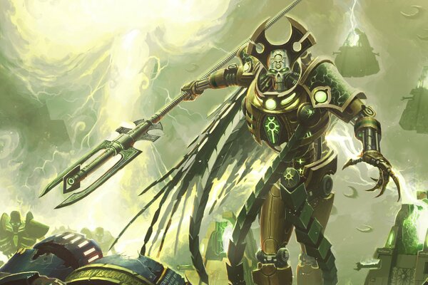 Nécron overlord avec un Trident dans les mains