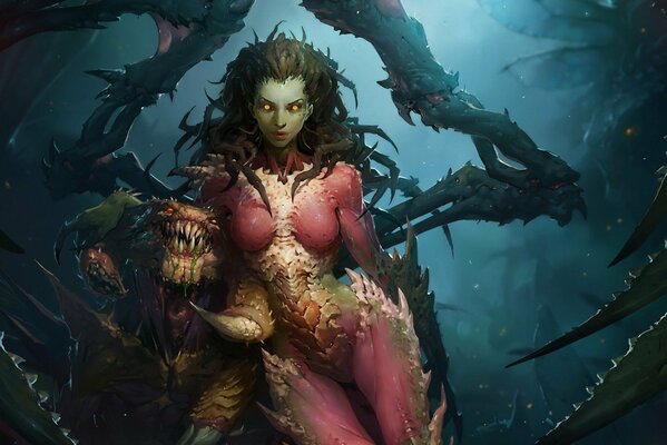 Starcraft Sarah Kerrigan fille monstres ailes