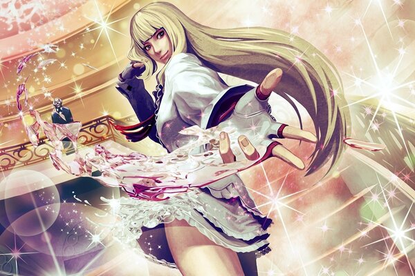 Chica en falda de anime para el protector de pantalla del Teléfono